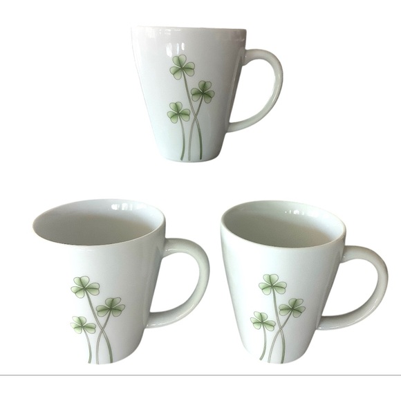 Marcus Notley Ireland 2007 Set 2 Porcelain Luck of the Irish Shamrock Mugs Cups - Picture 1 of 5